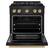 Angle. ZLINE - 30 in. Wide 4 Burner Autograph Edition 4.2 cu. ft. Paramount Freestanding Gas DuoPro Range and Champagne Bronze Accents - Black Stainless Steel.