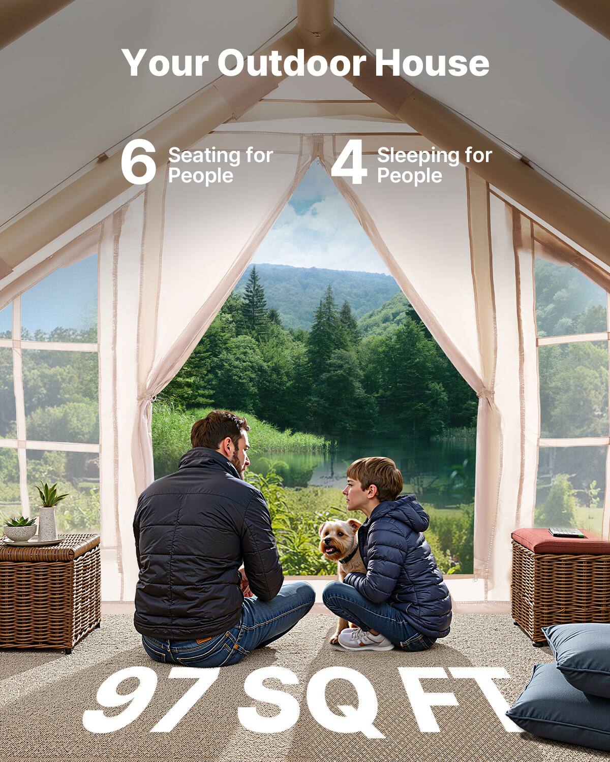 Your Outdoor House
6 Seating for People
4 Sleeping for People
97 SQ FT