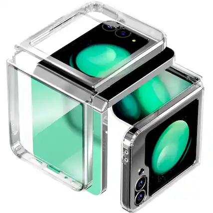 Front. RomeTech - Rome Tech Hybrid Case with Hinge Protection for Z Flip 6 - Clear.