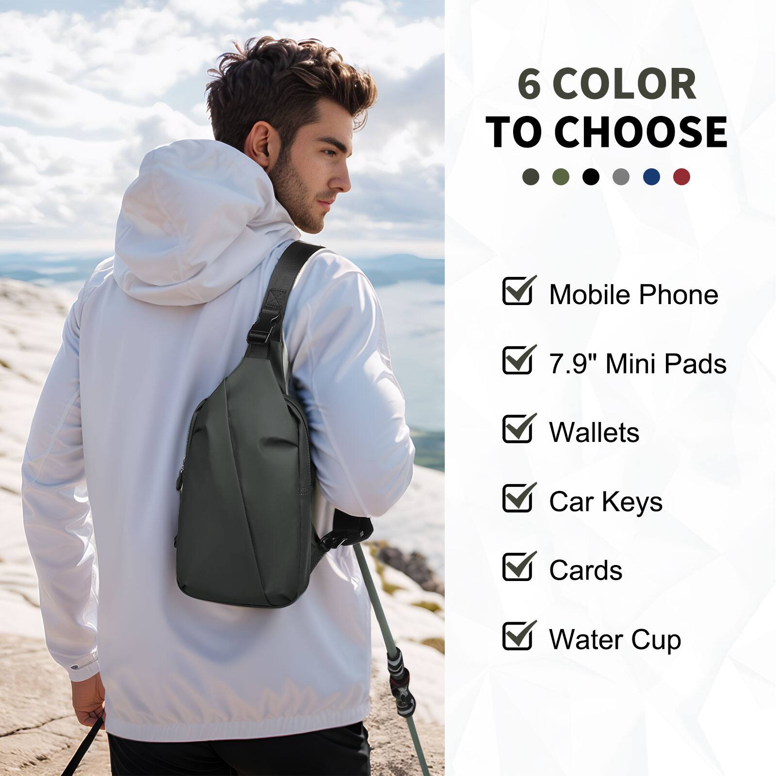 6 COLOR TO CHOOSE

- Mobile Phone
- 7.9" Mini Pads
- Wallets
- Car Keys
- Cards
- Water Cup