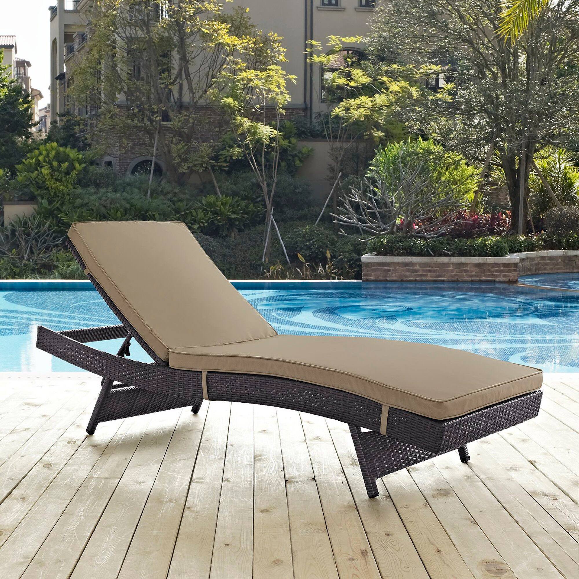 Convene Outdoor Patio Chaise by Modway - Espresso Mocha