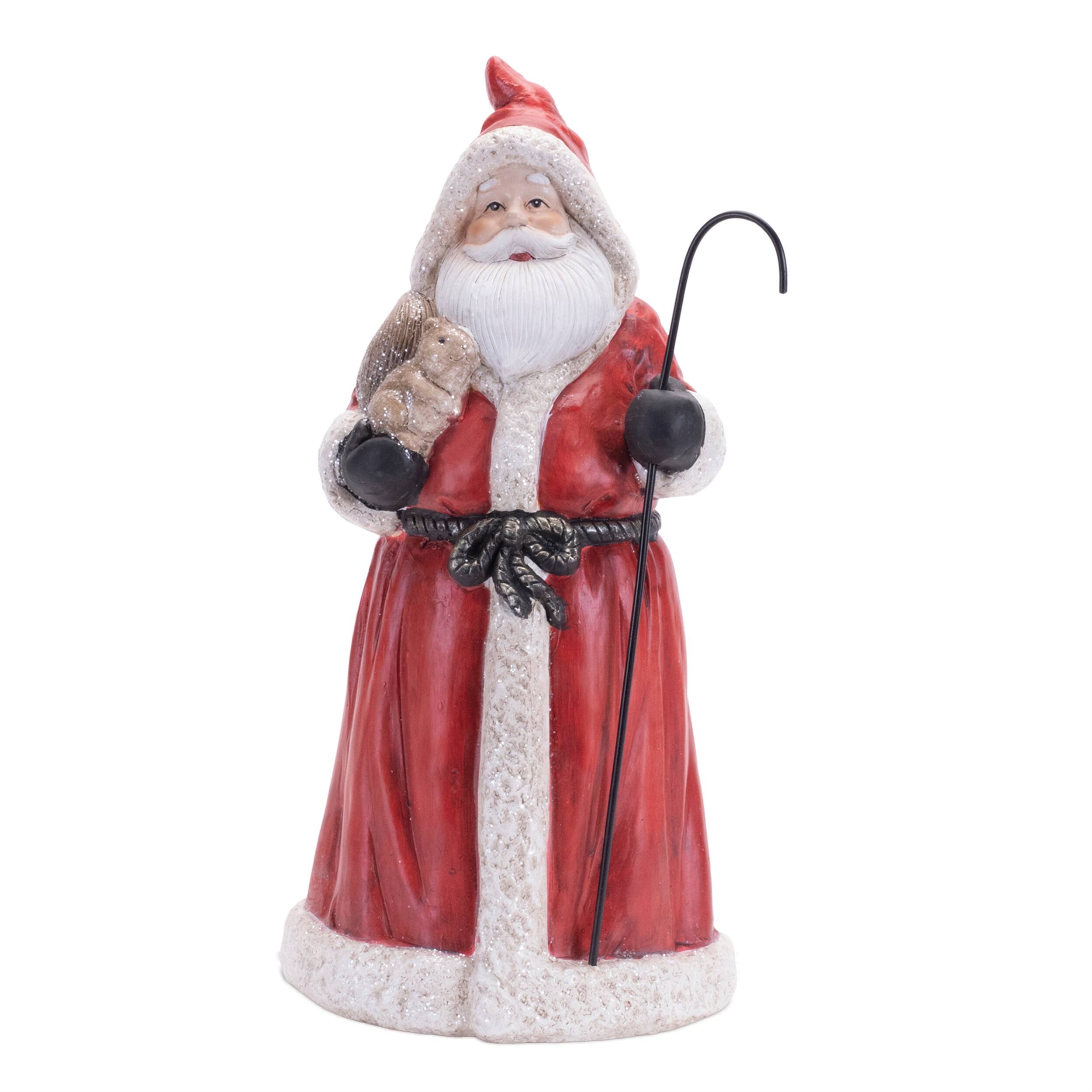 Left. BreeBe - Hooded Terracotta Santa Figurine (Set of 2) - Red, Black.