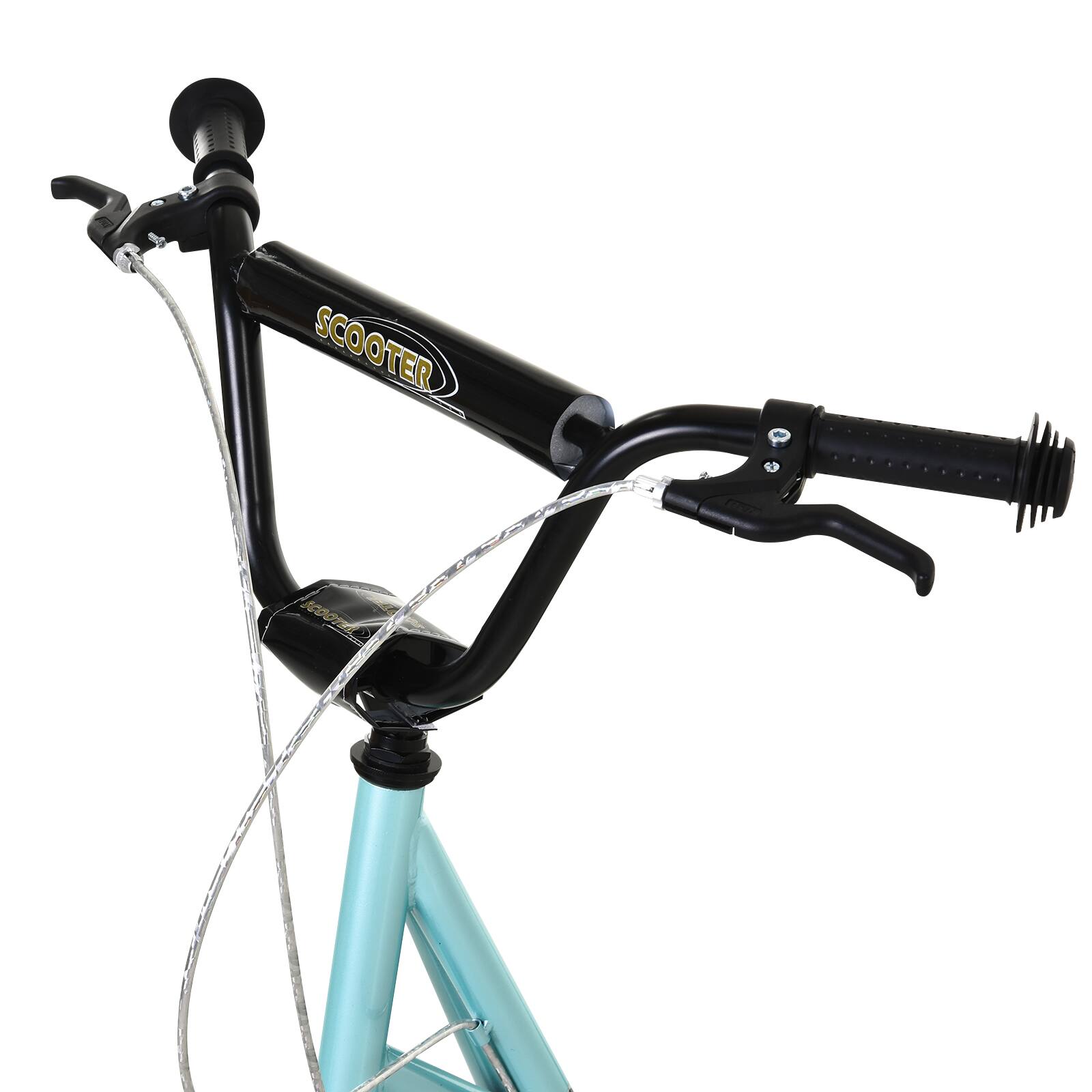 Alt View 5. Aosom - Youth Kick Scooter for kids 5+, adjustable handlebar, 16" front & rear dual brakes, inflatable wheels - Blue.