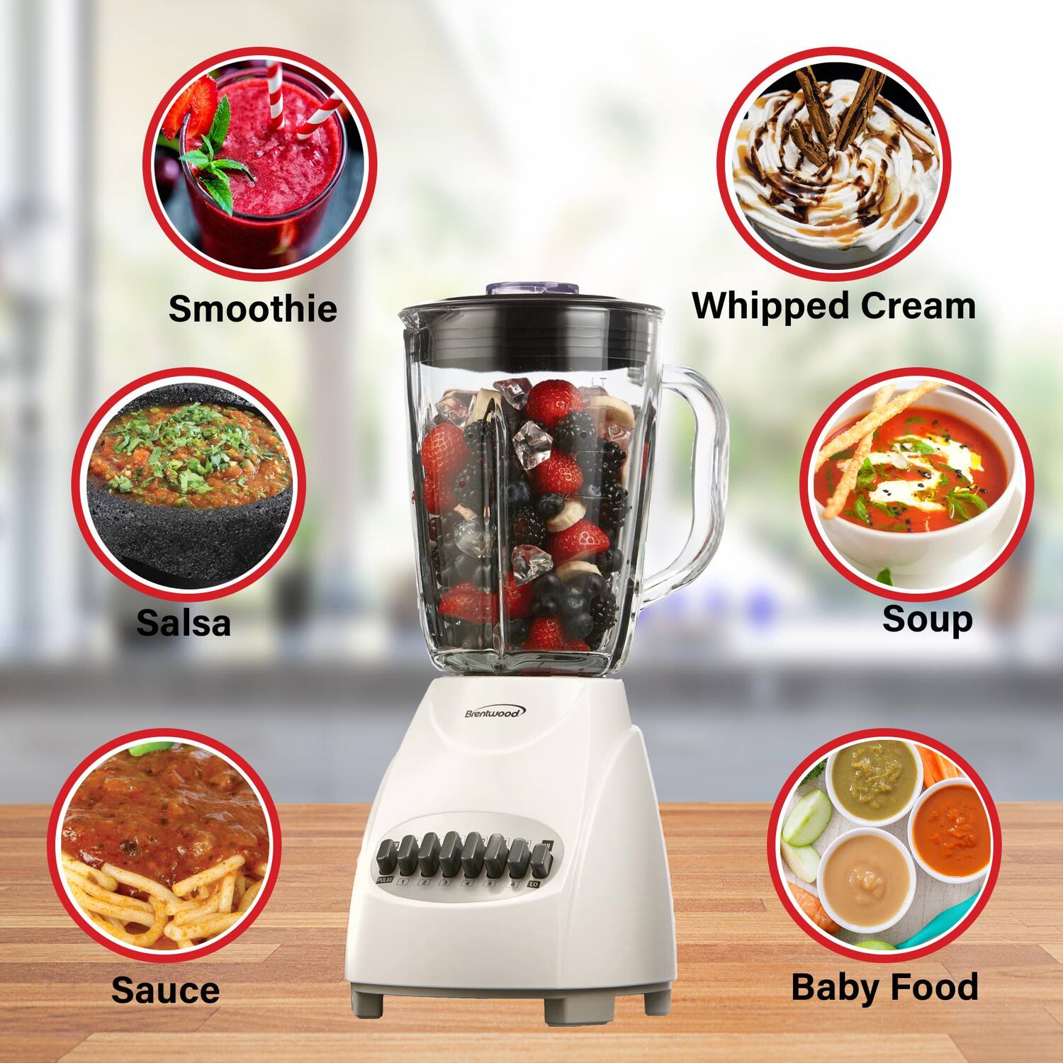 Smoothie  
Whipped Cream  
Salsa  
Soup  
Sauce  
Baby Food