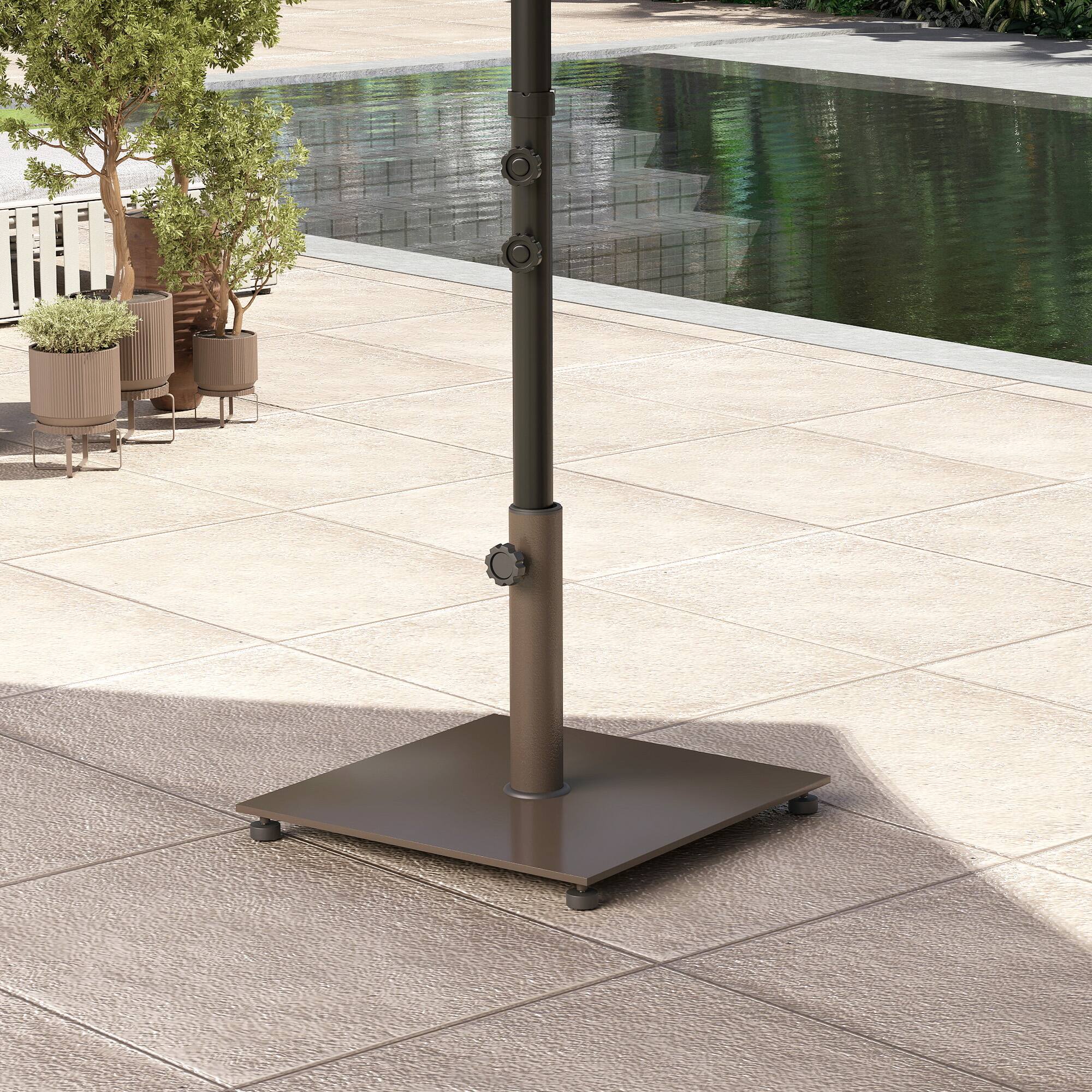 Alt View 4. Outsunny - Square Patio Umbrella Base, 29 lbs Metal Umbrella Stand Base, Patio Umbrella Holder for 1.5"/1.9" Umbrella Poles - Brown.