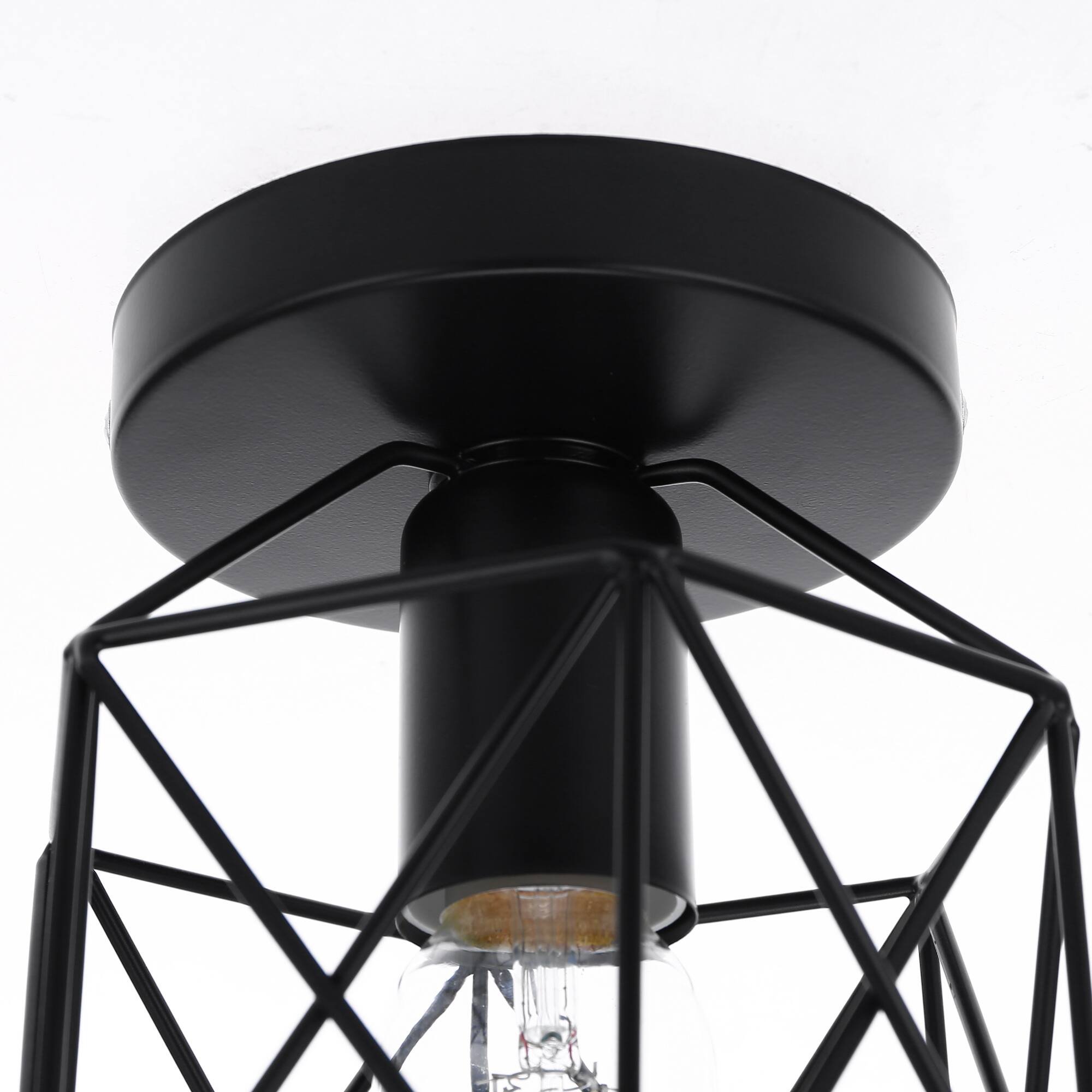 Alt View 4. Jandcase - JANDCASE 1-Light Industrial Hallway Semi-Flush Mount Ceiling Light,E26 Socket, Non-Integrated Bulbs for Kitchen - Black.
