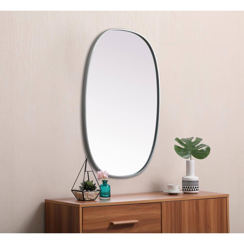 Alt View 4. Elegant Decor - Metal Frame Oval Mirror 27x40 Inch in Silver - Silver.