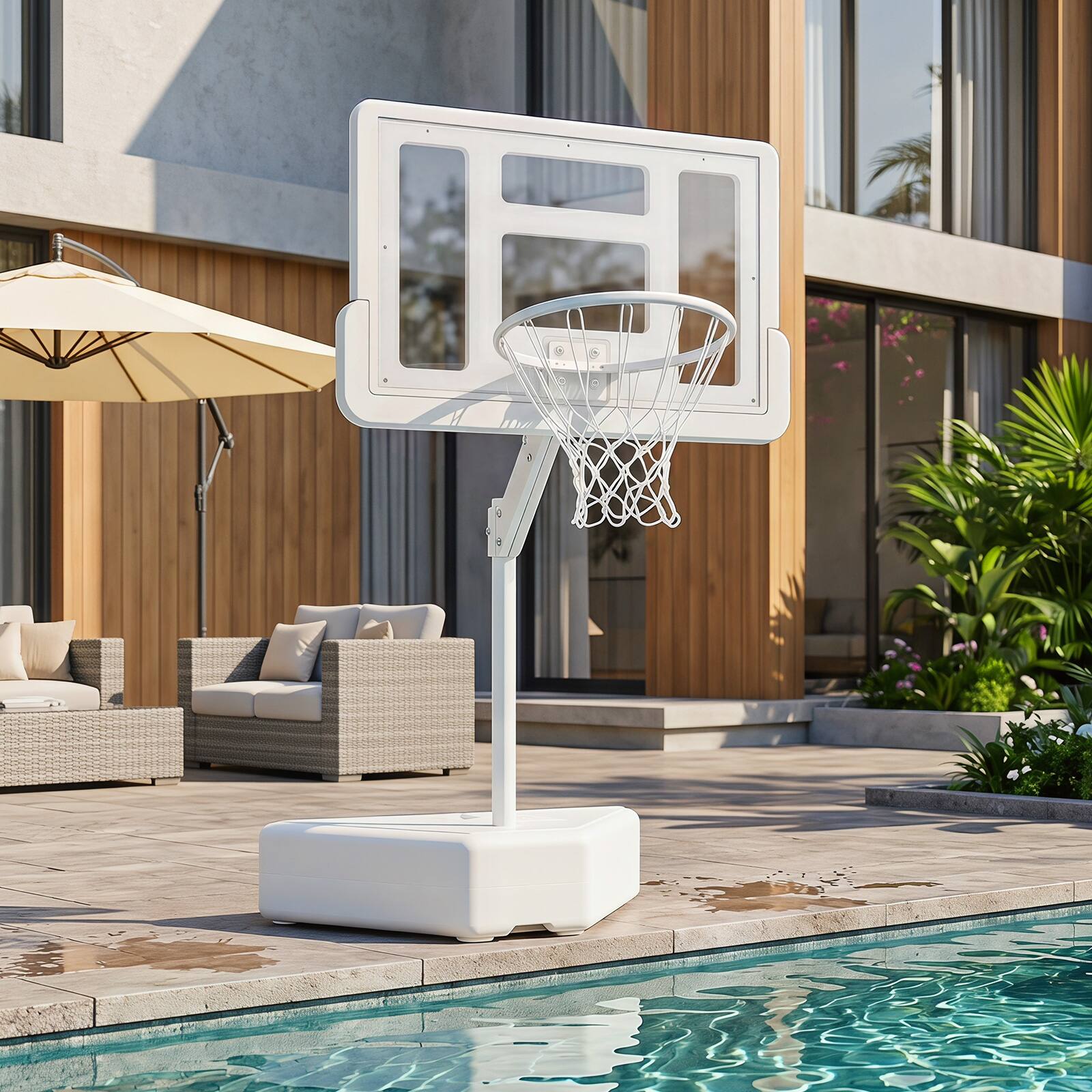 Alt View 3. Costway - Costway Splash & Shoot Pool Basketball Hoop with Adjustable Height Backboard, 2 Water Balls - White.