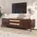 Front. Bestier - Farmhouse TV Stand for TVs up to 75'', Modern Rattan Media Console, Entertainment Center with Cabinet for Living Room - Brown.