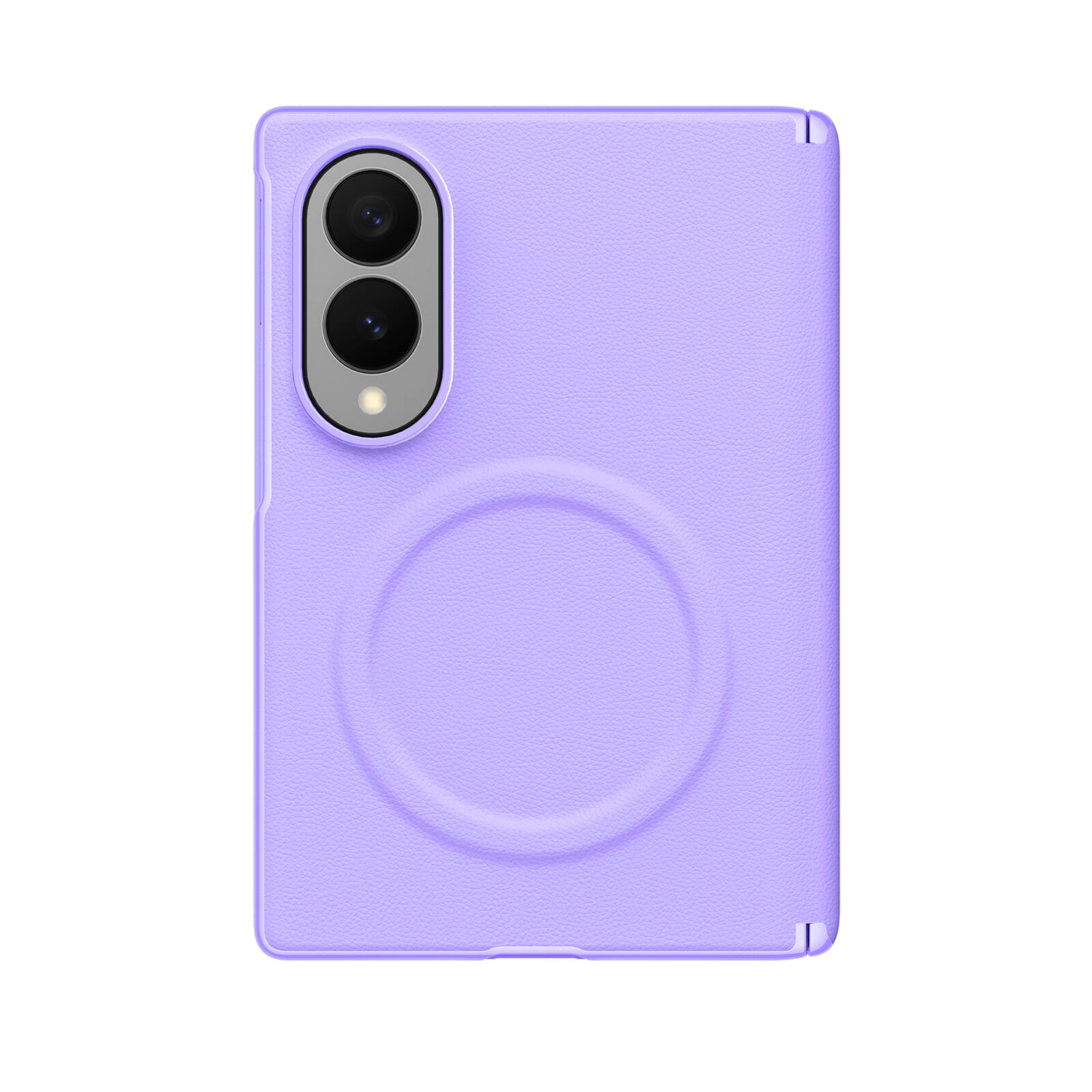 Alt View 5. UUCOVER - For Samsung Galaxy Z Fold8 Vegan Leather Magnetic Case with Screen Protector, Magnetic Hinge Protection Slim Phone Cover - Purple.