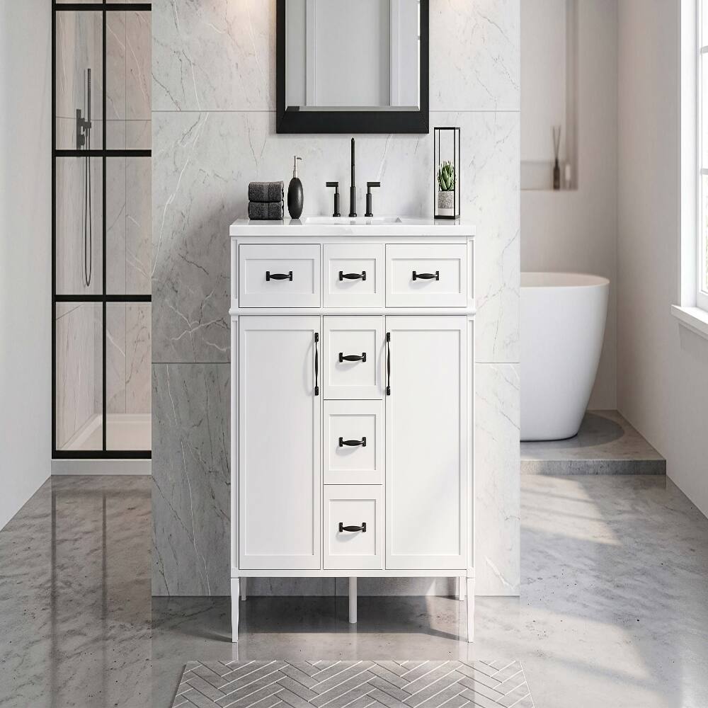 Alt View 2. Loheer - Loheer 48 inch bathroom vanity Freestanding Cabinet White - White.