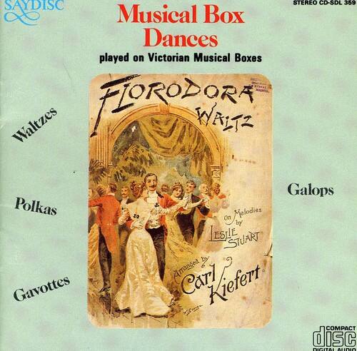 Sure, here is the corrected and grouped text from the image:

---

**SAYDISC**

**Musical Box Dances**  
played on Victorian Musical Boxes

**FLORODORA WALTZ**

**Waltzes**  
**Polkas**  
**Gavottes**  
**Galops**

**20 Melodies**  
**by LESTLE STUART**  
**Arranged by CARL KIEFERT**

**STEREO CD-SDL 359**

**COMPACT DISC**  
**DIGITAL AUDIO**

---
