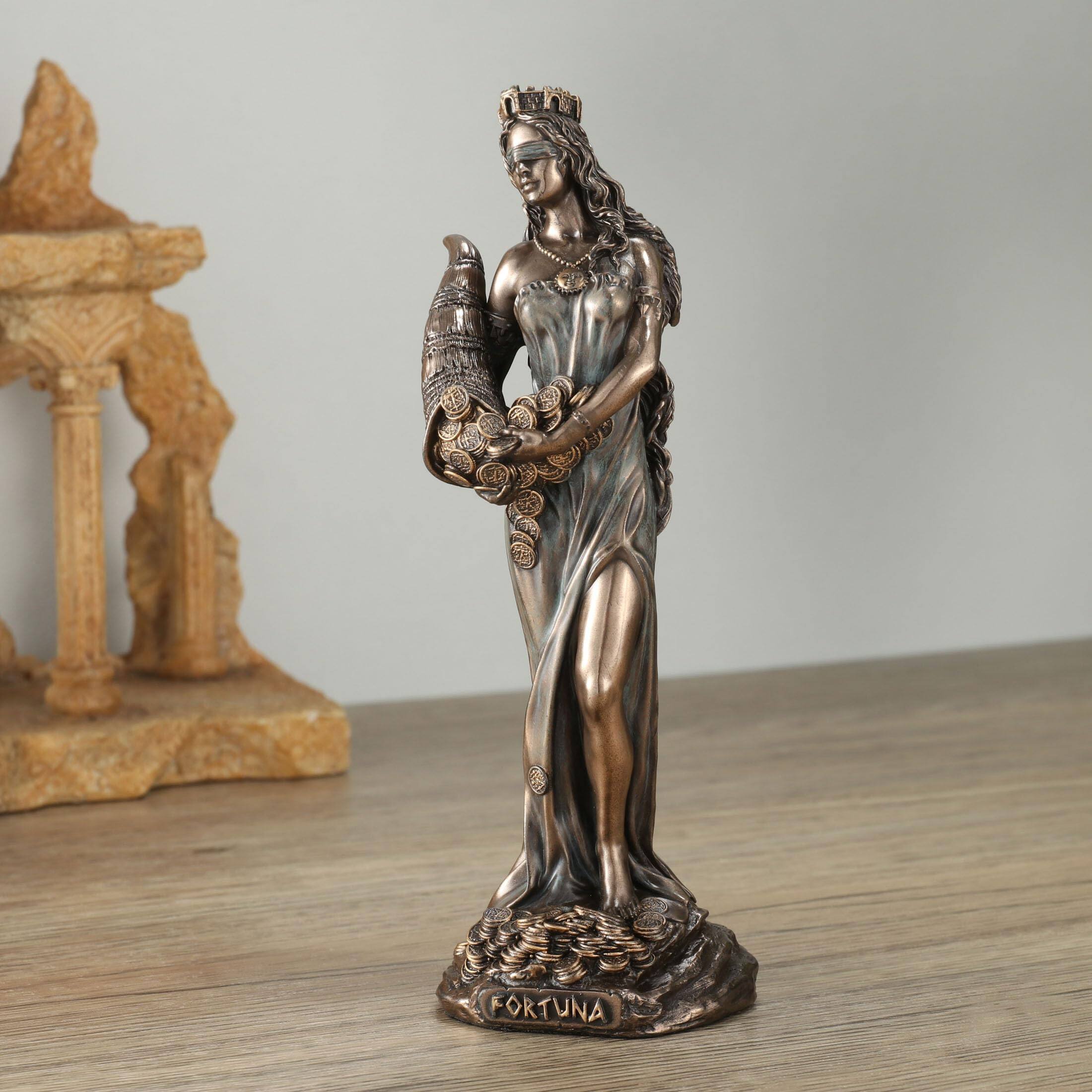 Alt View 2. Refined Abode Design - 6 1 Fortuna The Greek Goddess Of Fortune And Luck Sculpture Cold Cast Bronze Finish.