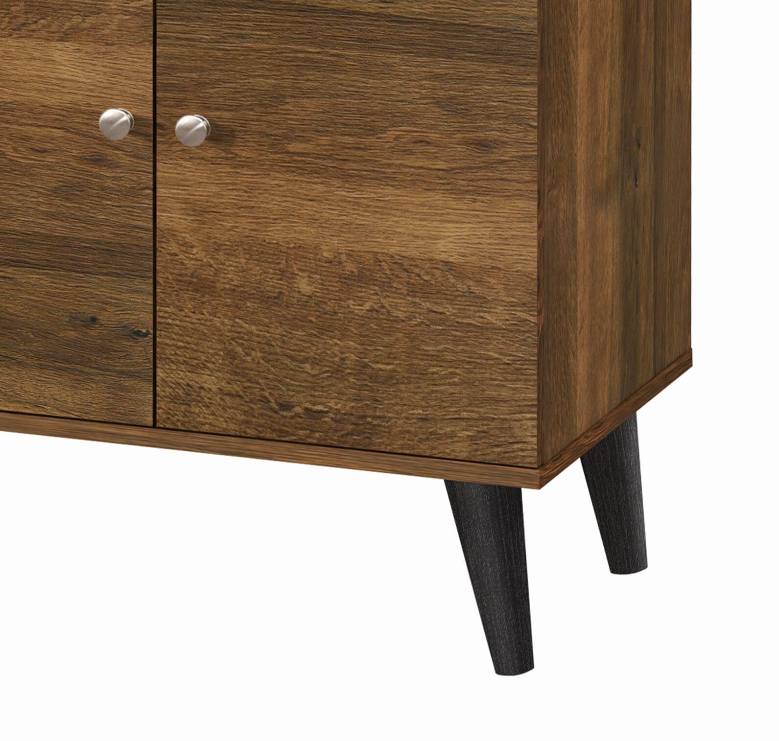 Back. Spaco - Spaco TV Stand for TVs Up to 47.3 Inch, Mid-Century Entertainment Center with 2 Shelves and Cabinet, for Living Room - Brown.