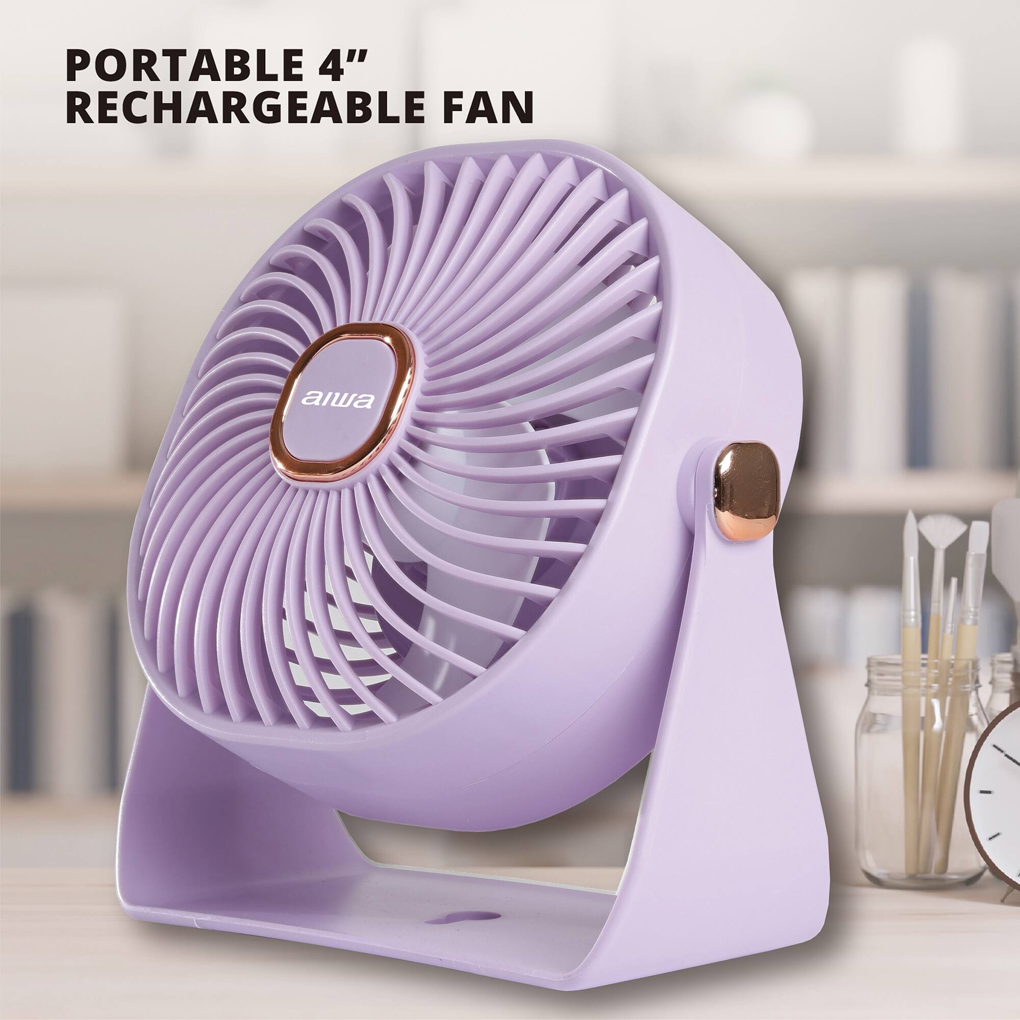 PORTABLE 4" RECHARGEABLE FAN  
aiwa