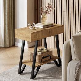 Tribesigns - End Table with Adjustable Feet, Space-Saving Design and Rectangular Top for Living Room and Study - Brown