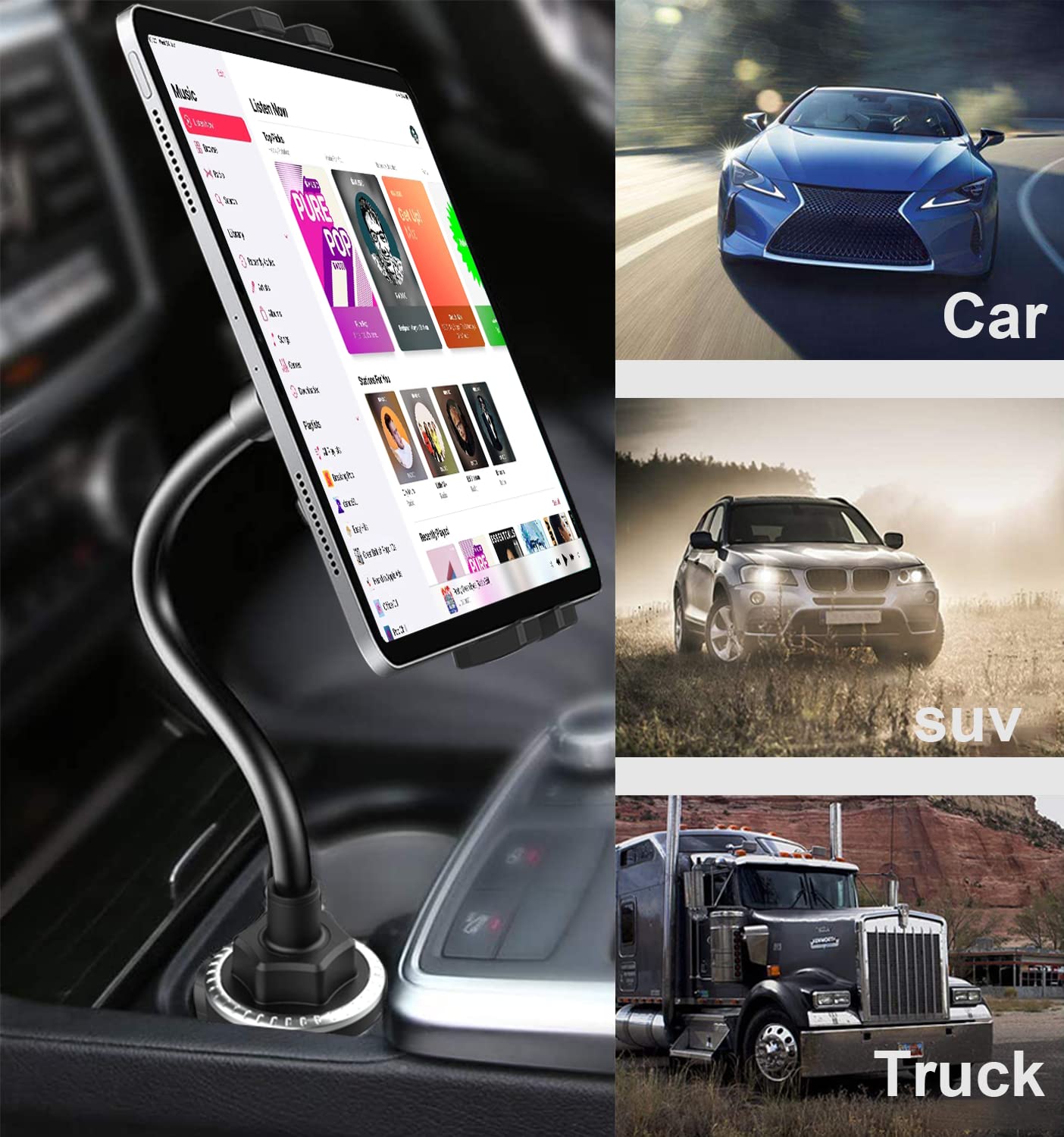 Sure, here is the corrected and grouped text from the image:

- Music
- Listen Now
- Top Hits
- Car
- SUV
- Truck