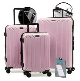 Nonstop - New York Elite 3 Piece (20"/24"/28") Luggage Set With Powerbank & 3 Packing Cubes - Blush Pink