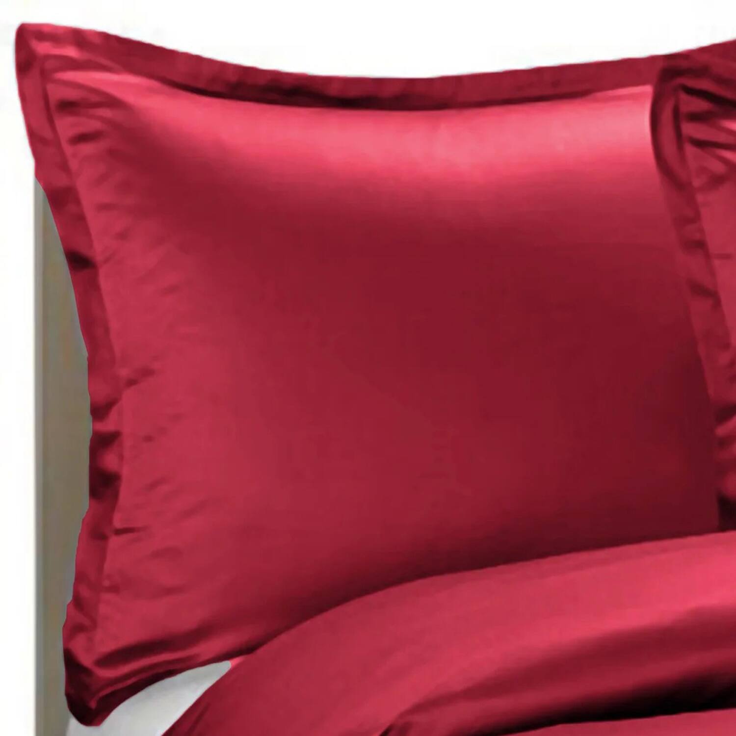 Alt View 4. Home Collection - Brielle Home 100% Premium 250 TC Modal Bedding Collection Sateen Duvet Cover 68" x 86" and One 20" x 26" Sham Twin Red - Red.