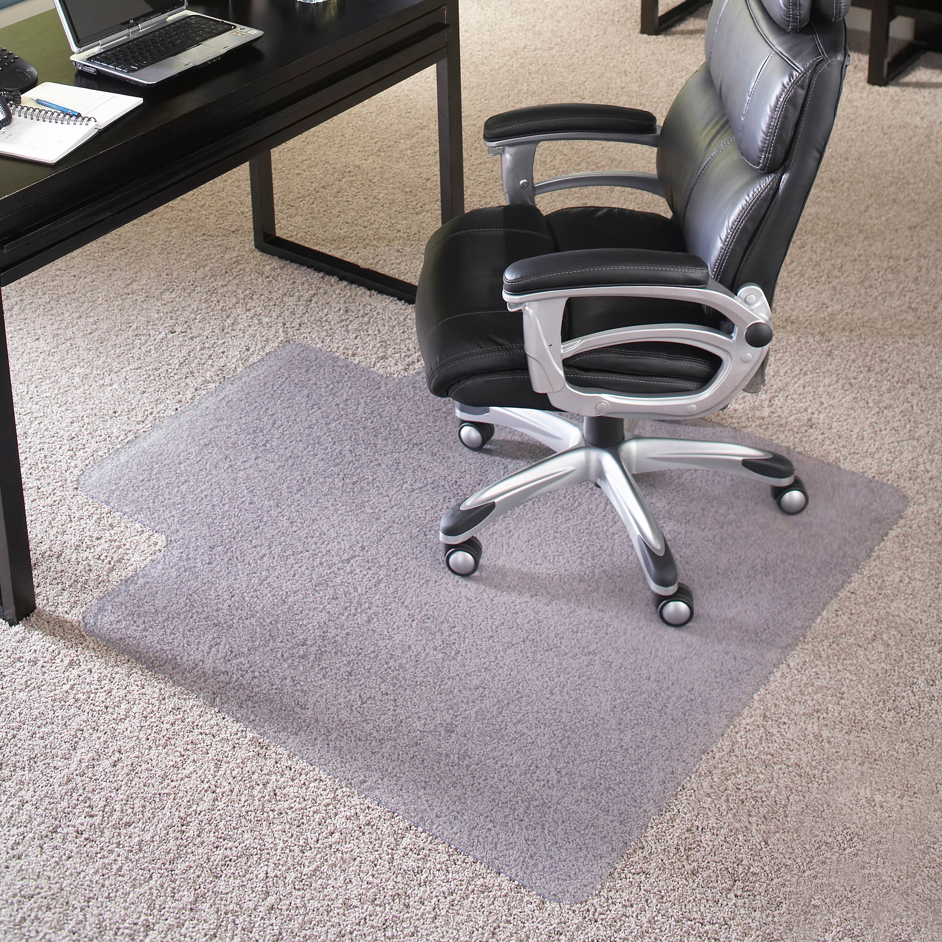 Alt View 1. Emma + Oliver - 45'' x 53'' Big & Tall 400 lb. Capacity Carpet Chair Mat with Lip - Clear.