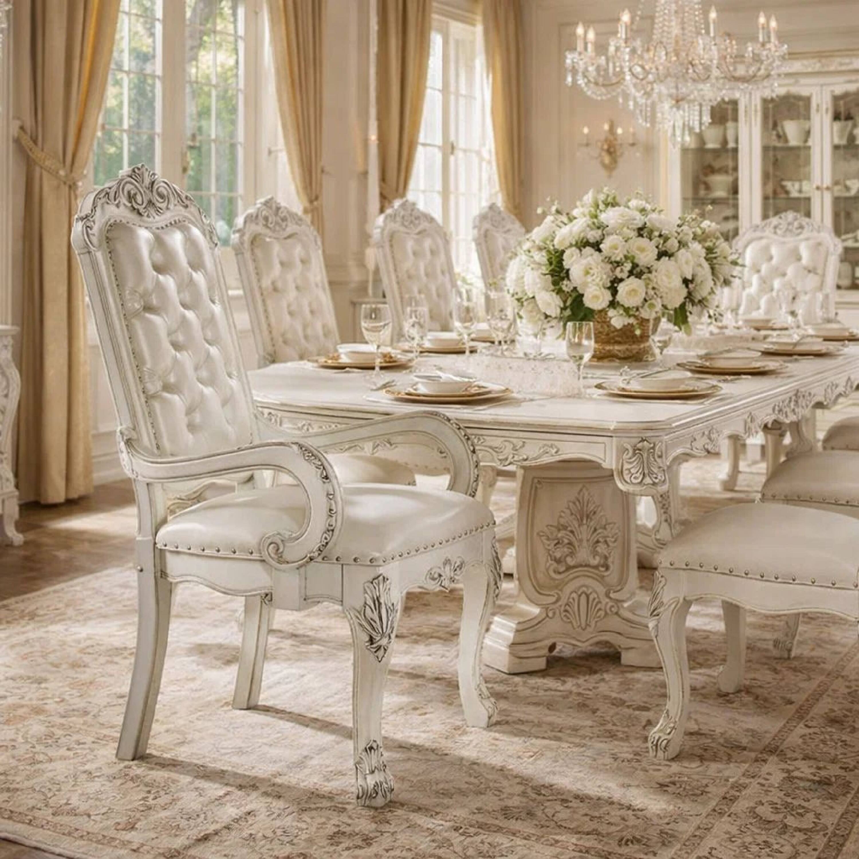 Alt View 8. Manhattan Lane - Aurora 27 Inch Executive Office Chair, Faux Leather, Tufted - White.