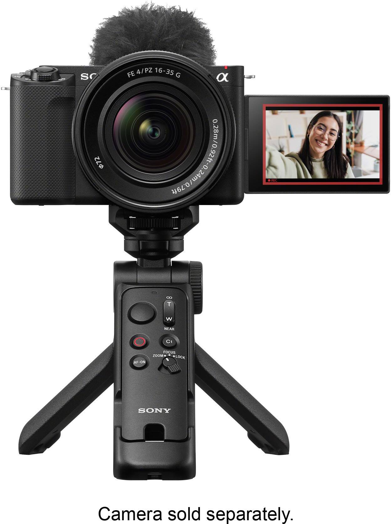 The text on the image reads: "S FE 4/PZ 16-35 G a 72 0.28m/0.92ft 0.28m 0.92ft o 0.24m/0.79ft 24m/0.79ft DEC LES T W NEAR C1 FOGUS ZOOM LOCK AF-ON SONY Camera sold separately."