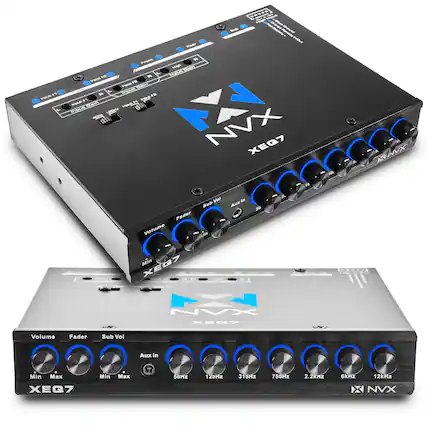 1. NVX XEQ7
2. Volume Fader Sub Vol Aux In Min Max
50Hz 125Hz 315Hz 750Hz 2.2kHz 6kHz 12kHz
3. NVX XEQ7
4. Volume Fader Sub Vol Aux In Min Max
50Hz 125Hz 315Hz 750Hz 2.2kHz 6kHz 12kHz