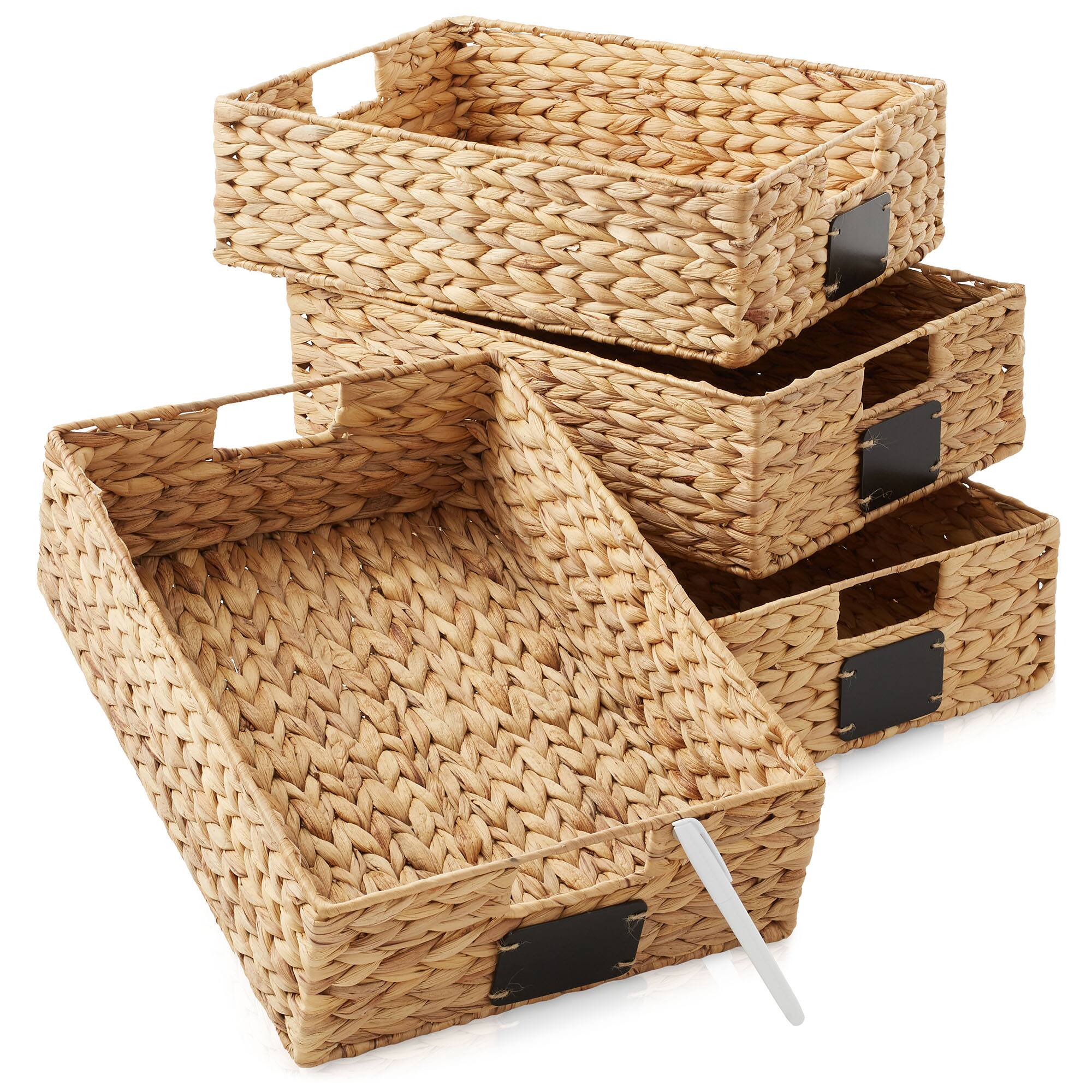 Casafield - Water Hyacinth Pantry Storage Basket Organizer Bins - Natural - Hyacinth