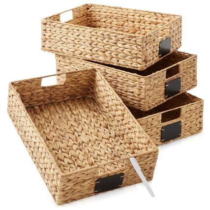 Front. Casafield - Water Hyacinth Pantry Storage Basket Organizer Bins - Natural - Hyacinth.