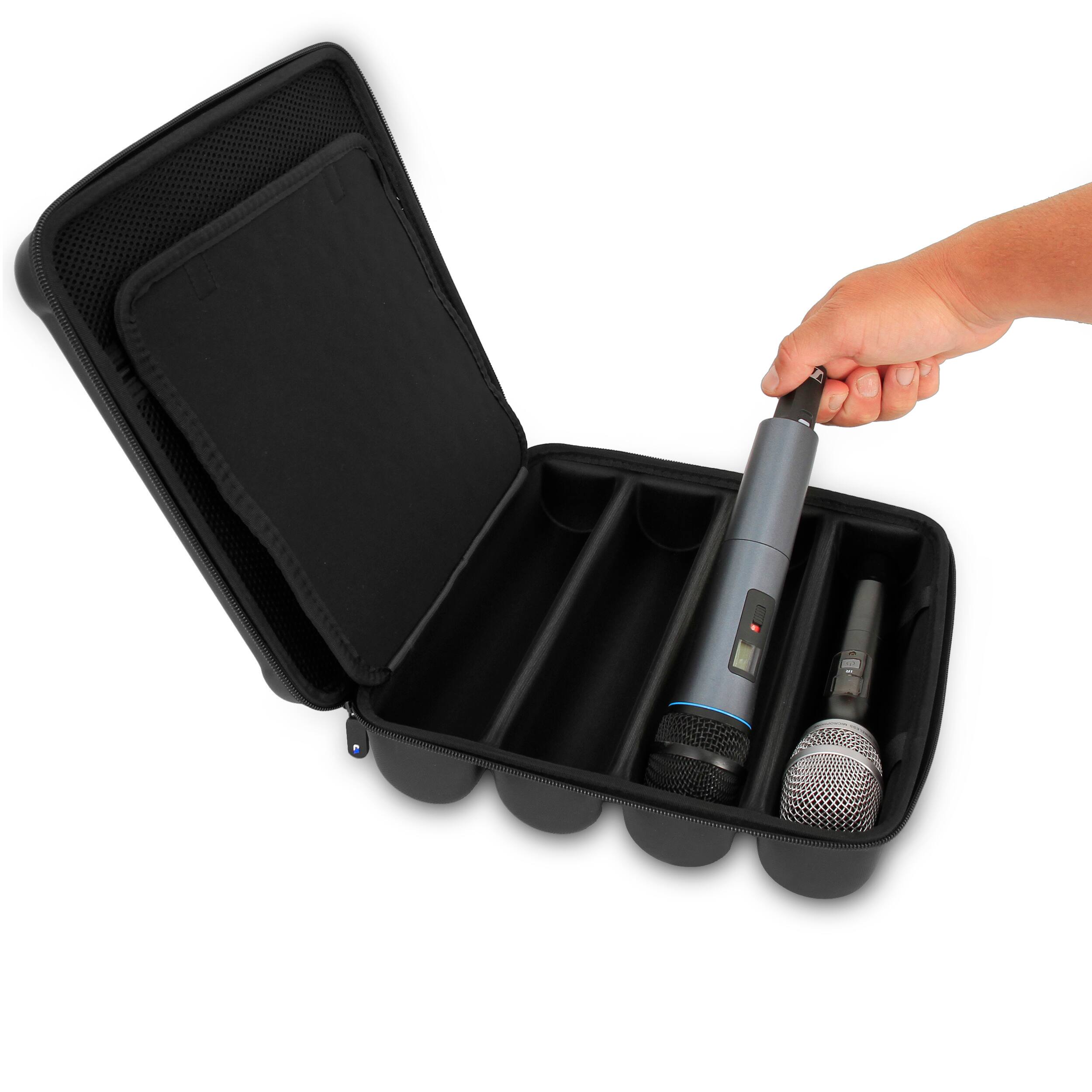 Alt View 2. CASEMATIX - Wireless Microphone Case For Travel Fits up to Four 10.75" Mics With Accessory Storage and Built In Carry Handle - Black.