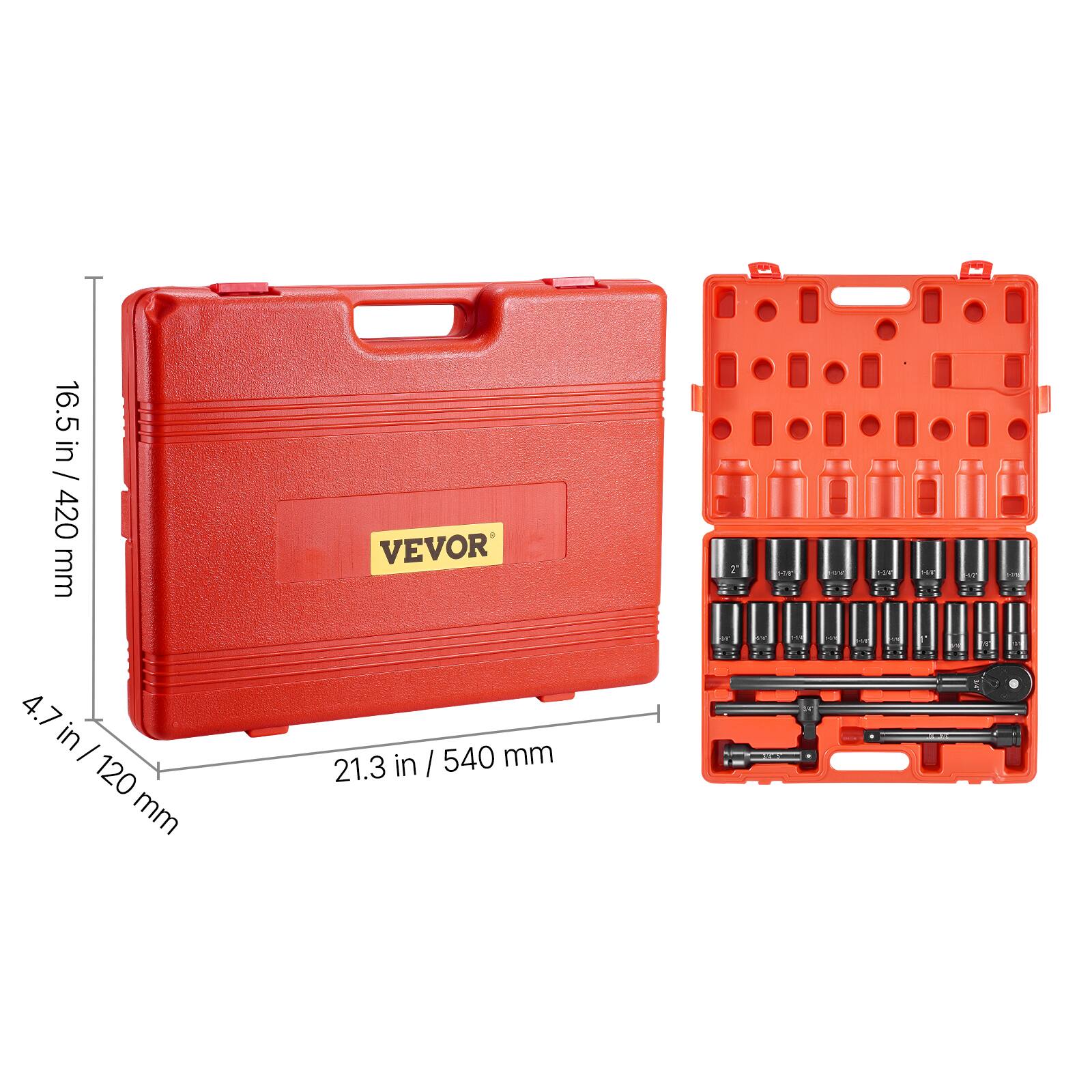 16.5 in / 420 mm  
4.7 in / 120 mm  
21.3 in / 540 mm  
VEVOR