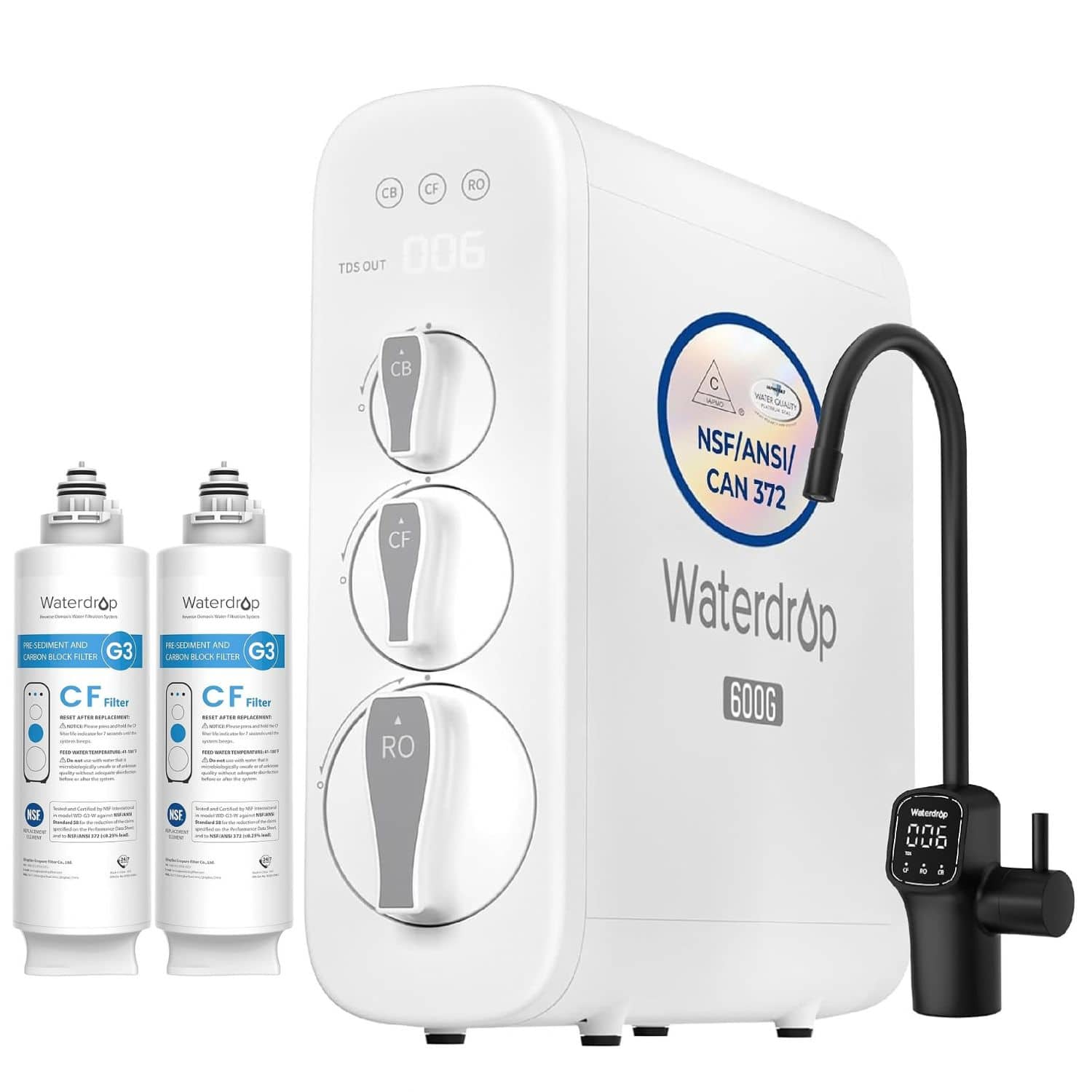 OF RO CB TOS OUT 006

Waterdrop SEDIMENT AND CARBON BLOCK FILTER G3 CF Filter ADTER ANIVERY Alla

Waterdrop E-SEDIMENT AND CARBON BLOCK FILTER G3 CF Filter 4

CB CF RO

C APNO ITALO INSF/ANSI/ CAN 372 Waterdrop 600G

NSE 100ml

NGE

Tumiles

Watertrop nor 000