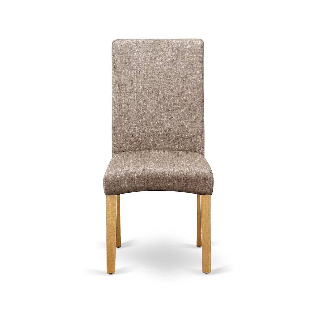 Left. East West Furniture - 5 Piece Dining Room Furniture Set Includes a Rectangle Dining Table and 4 Dark Khaki Linen Fabric Upholstered Parson - Oak.