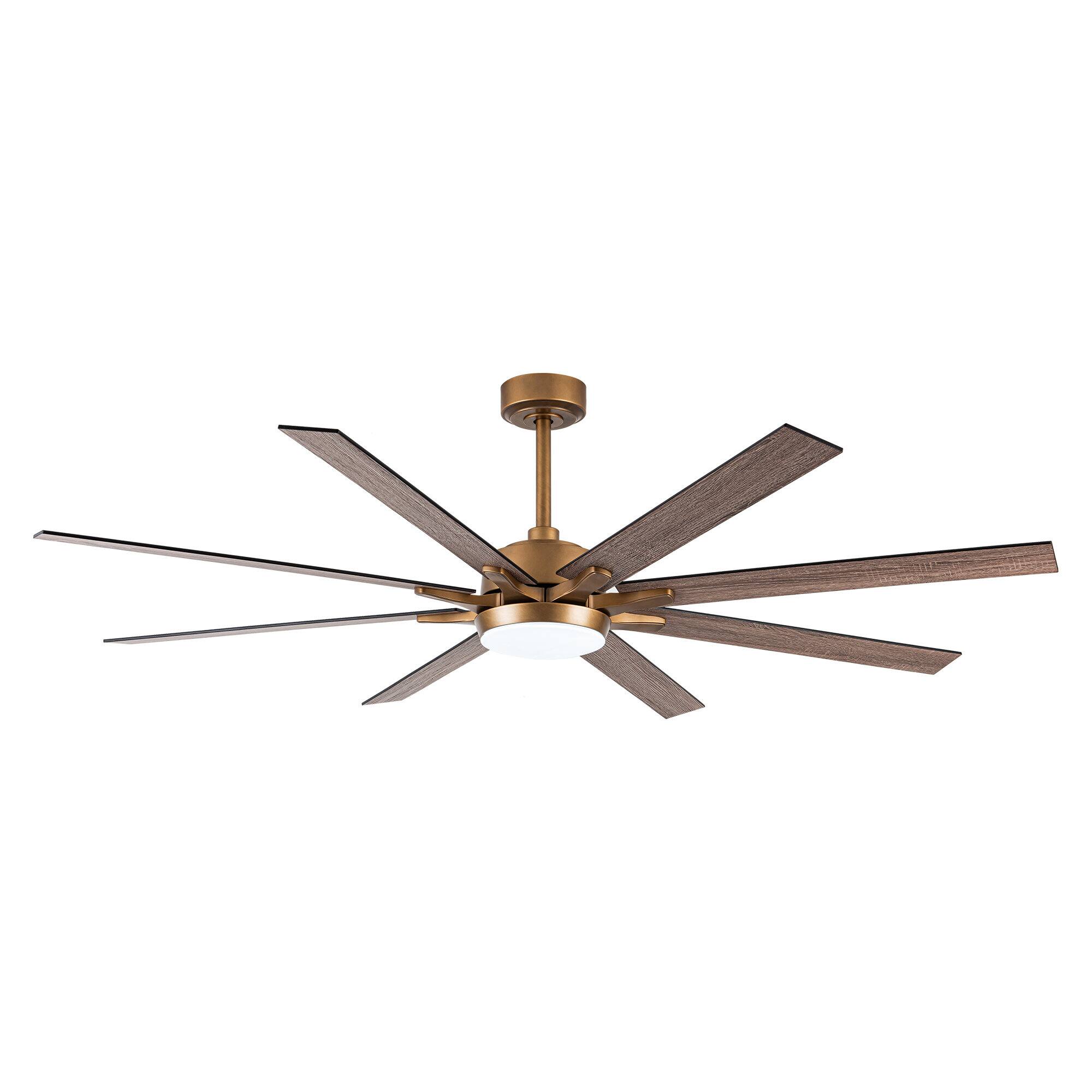 Alt View 7. Parrot Uncle - 65-inch Indoor LED Ceiling Fan with Light and Remote Control, 8 Reversible Blades, DC Reversible Motor - Gold.