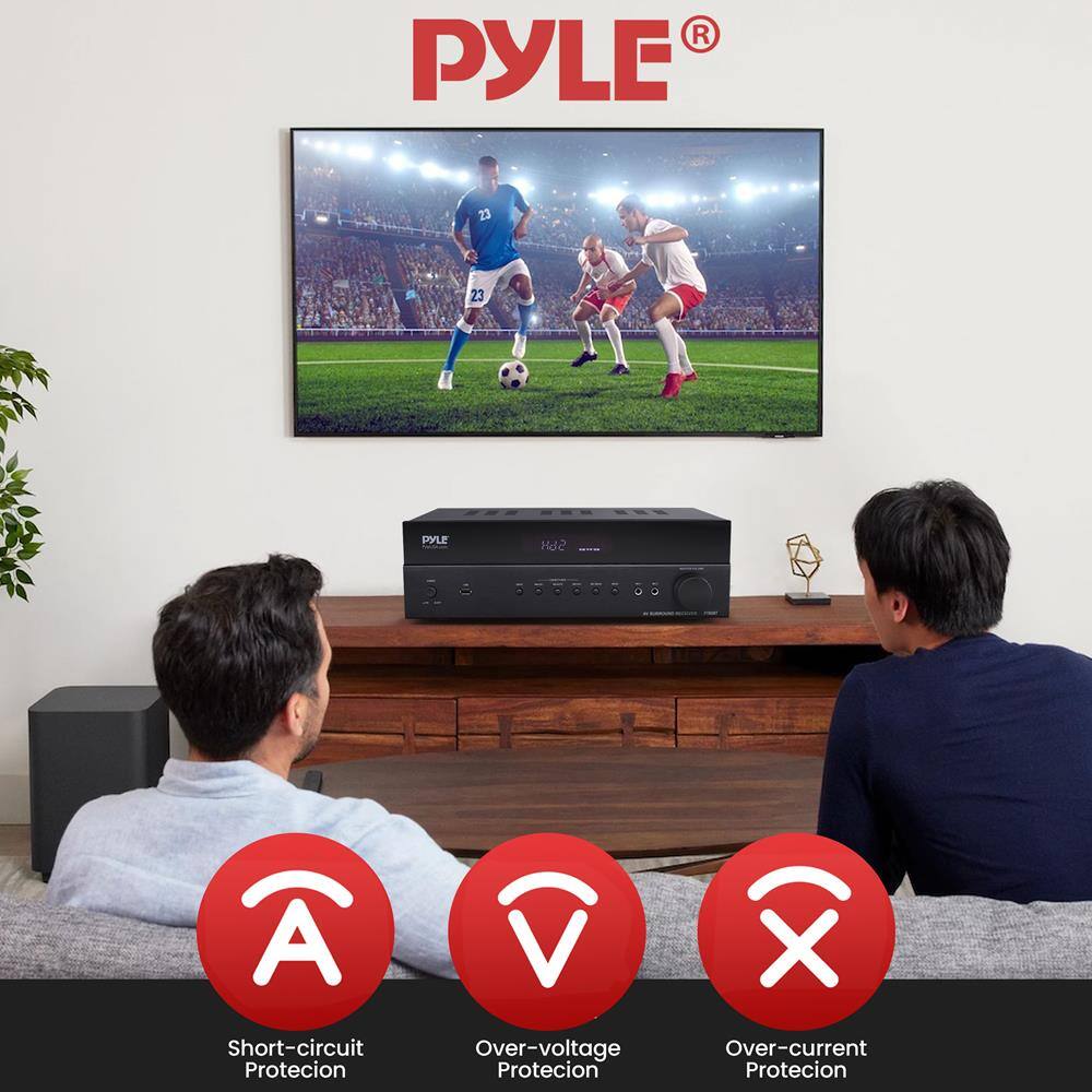 PYLE®

R PYLE 23 23 PYLE Hd2 5:888

Short-circuit Protection  
Over-voltage Protection  
Over-current Protection