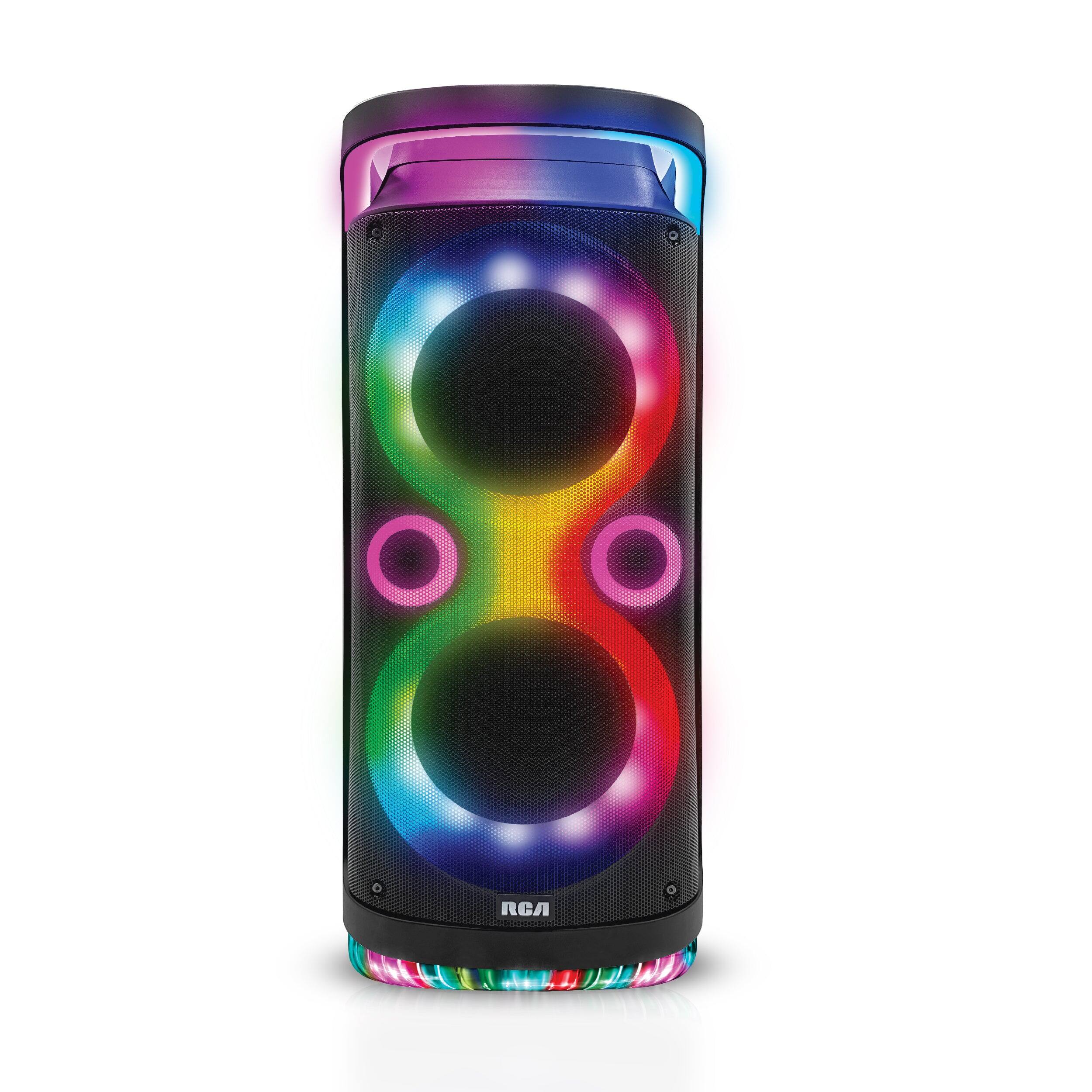 Front. RCA - Disco 2108 Flame Effect Bluetooth Party Speaker with Dual 8" Woofers - Black.