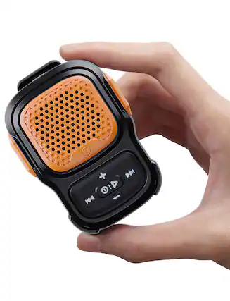 Front. ToughTested - ToughTested MAGNA Clip-On Bluetooth Speaker with Magnetic Mount and Waterproof Rating - Black Orange.