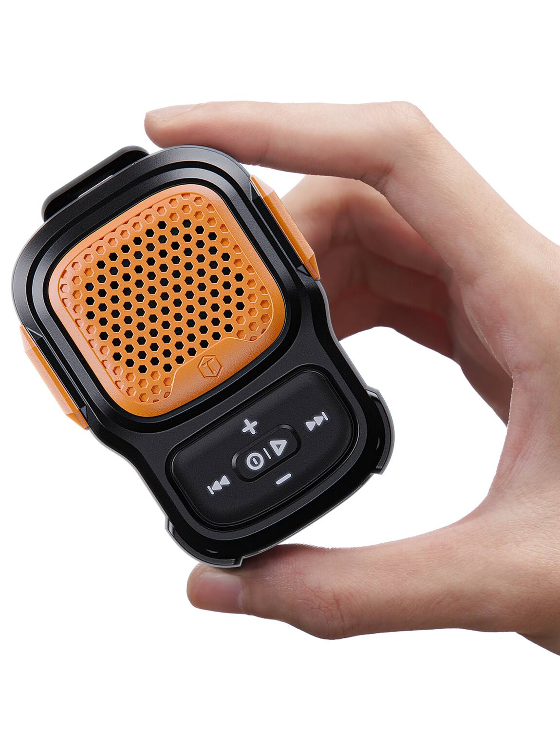 ToughTested - MAGNA Clip-On Bluetooth Speaker with Magnetic Mount and Waterproof Rating - Black Orange