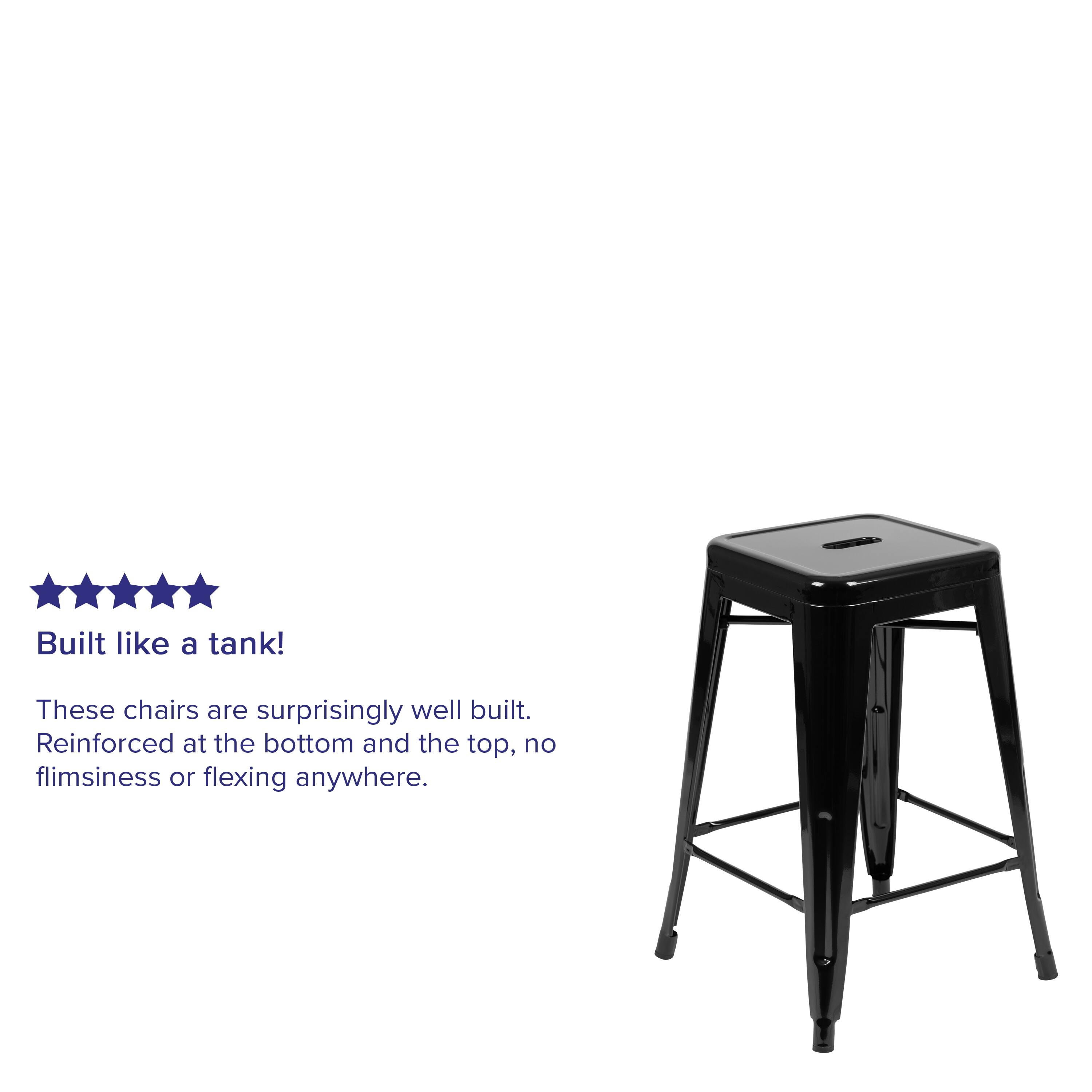 Alt View 12. Alamont Home - 24" High Metal Counter-Height, Indoor Bar Stool - Stackable Set of 4 - Black.