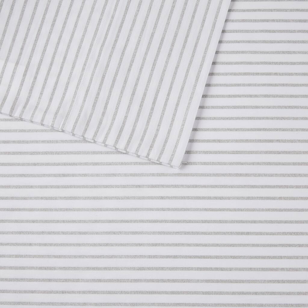 Alt View 5. Gracie Mills - Gracie Mills Esme Breathable Printed Cotton Percale Sheet Set - Grey Stripe.