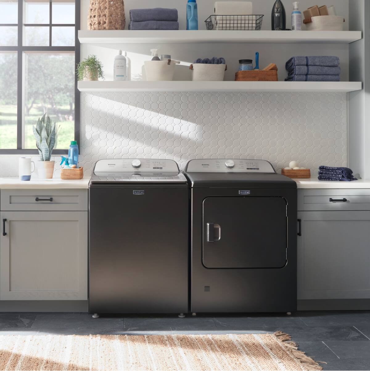 Alt View 6. Maytag - Maytag - 7.0 Cu. Ft. Electric Dryer with Steam and Pet Pro System - Volcano Black - Volcano Black.