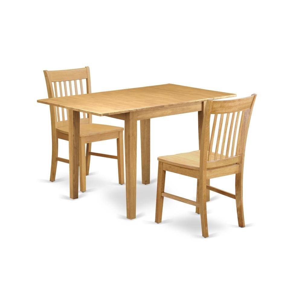 Angle. FurniFact - Wood Drop-Leaf Dining Table & Chairs 3-Piece Dining Set - Oak.