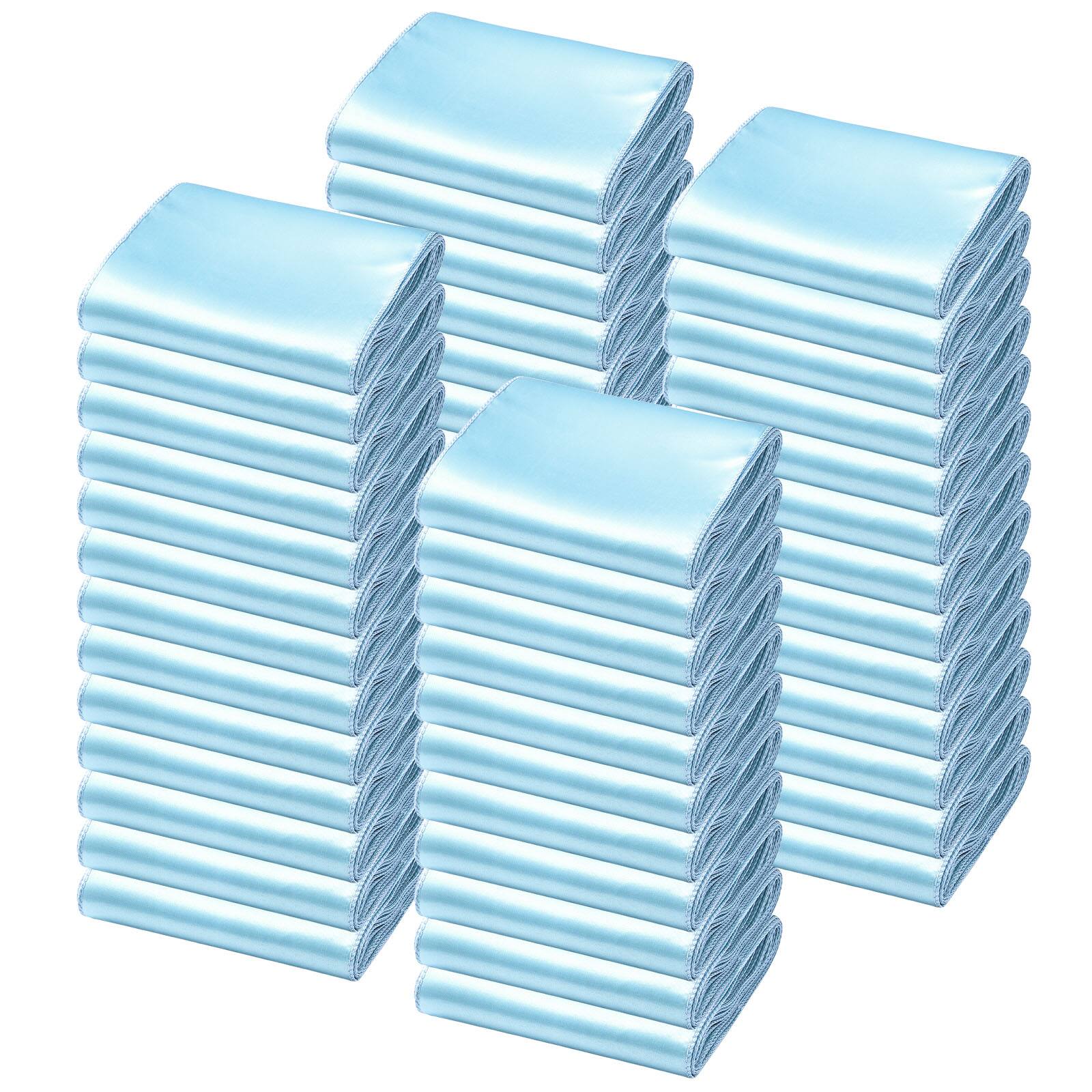 Alt View 5. VEVOR - Satin Chair Sashes Bows, 100PCS Chair Ribbon Ties Back Sash, 7 x 108 inch, Light Blue Wedding Reception Decoration - Light Blue.