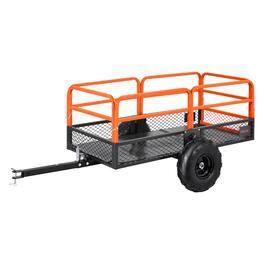 VEVOR - Garden Utility Trailer, 22 Cu. Ft. & 1600lbs, ATV UTV Trailer, Tow Behind Steel Dump Trailers, Removable Rear Panel - Black; Orange