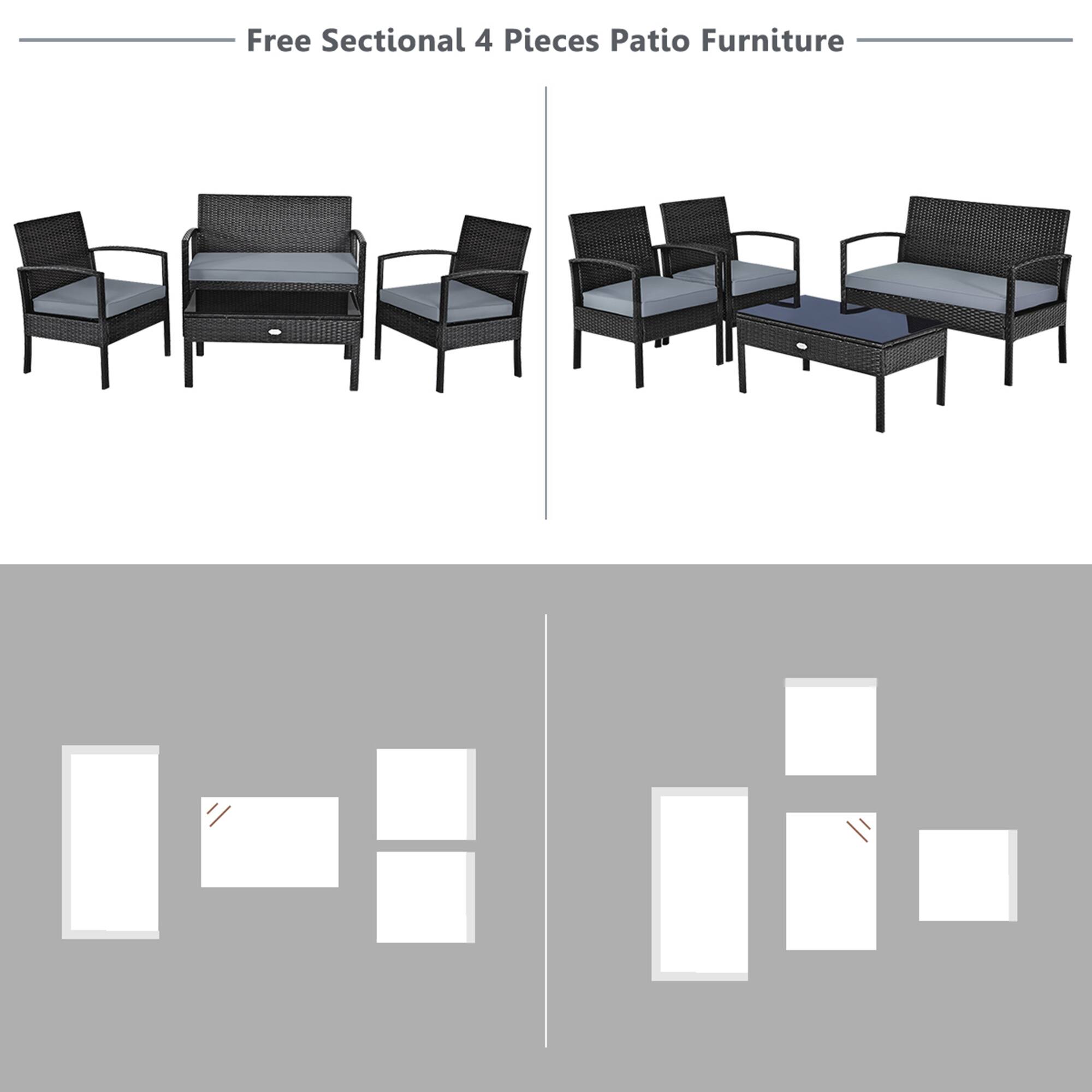 Free Sectional 4 Pieces Patio Furniture