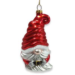 OrnamentallyYou - Vibrant Santa Gnome Glass Christmas Ornament - Multi-colored