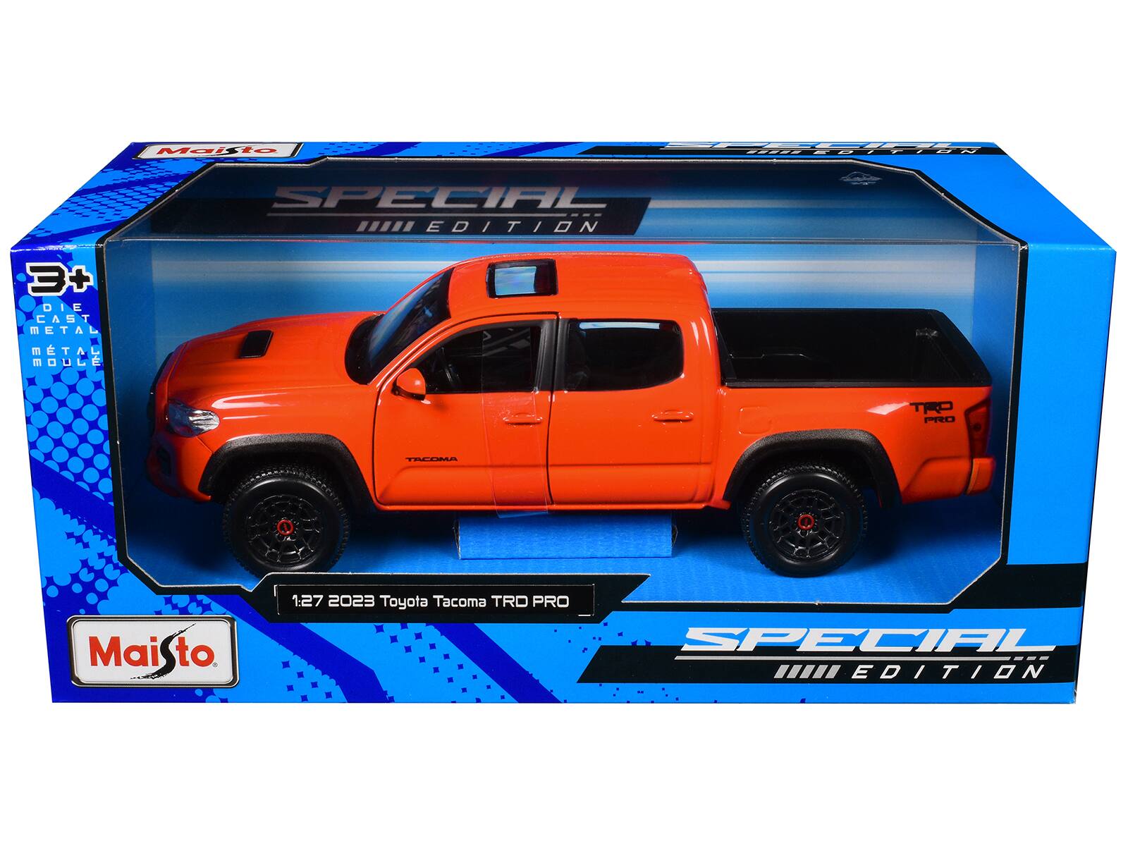 Maisto  
1:27 2023 Toyota Tacoma TRD PRO  
SPECIAL EDITION  
3+ DIE CAST METAL MOULE  
SPECIAL EDITION