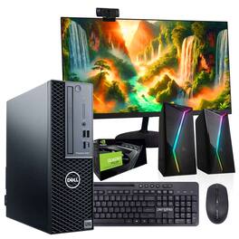 Dell - Refurbished Excellent - Precision 3431 Desktop Computer-Intel i5-NVIDIAQuadro P620-32GB RAM-500GB+1TB SSD-24" LCD-Spk-Cam-Win 11 Pro - Black