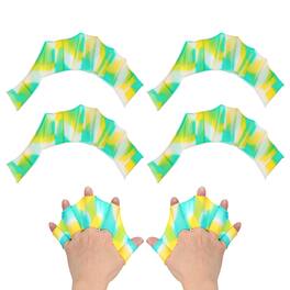 Unique Bargains - Silicone Swimming Gloves, Webbed Gloves Half-Finger Frog Type Water Resistance Swim Fins, 8"x6" 2 Pair - Green Yellow