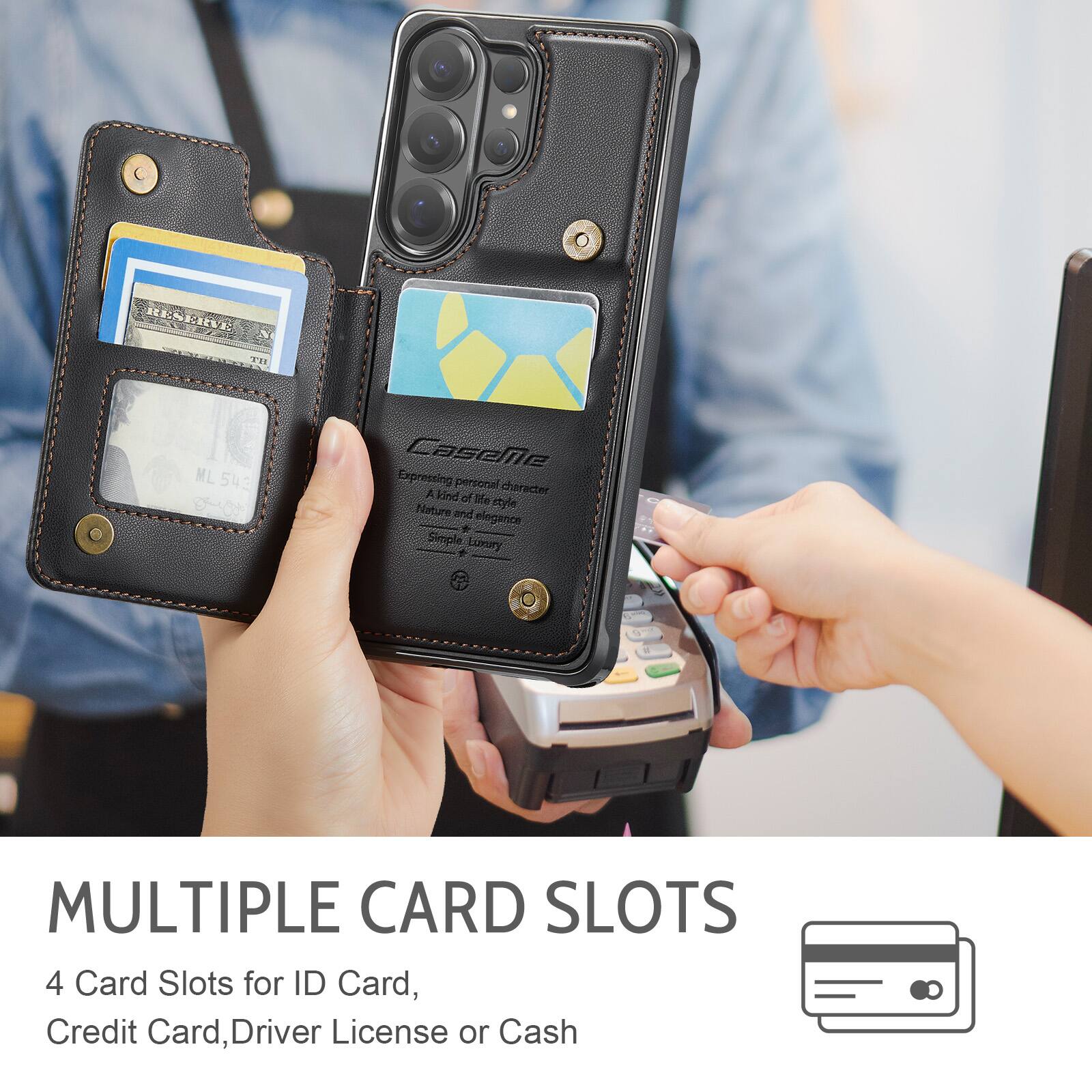 RENEUE T1R ML 543 00 CaseNe Expressing personal character A kind of life style Nature and elegant + Simple Smol . Lury

MULTIPLE CARD SLOTS
4 Card Slots for ID Card, Credit Card, Driver License or Cash